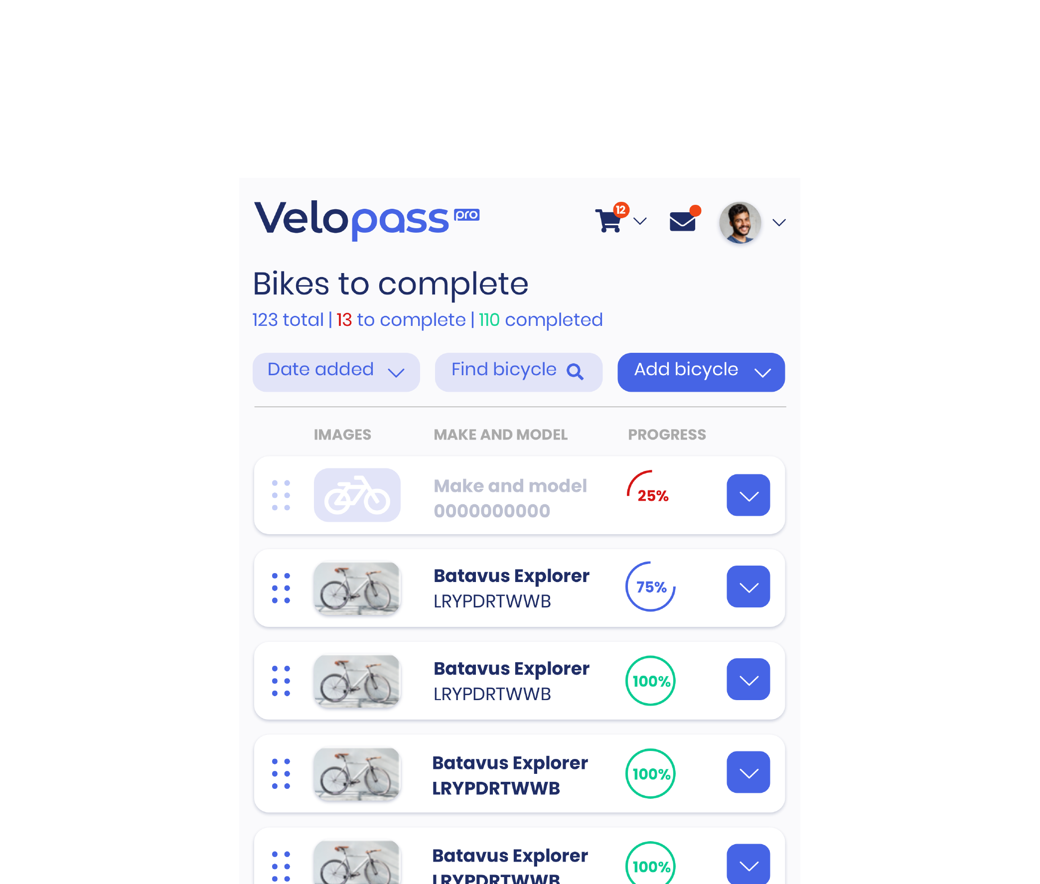 Velopass PRO registration screen